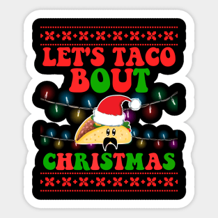 Lets Taco Bout Christmas Funny Santa Hat Taco Lover Xmas Sticker